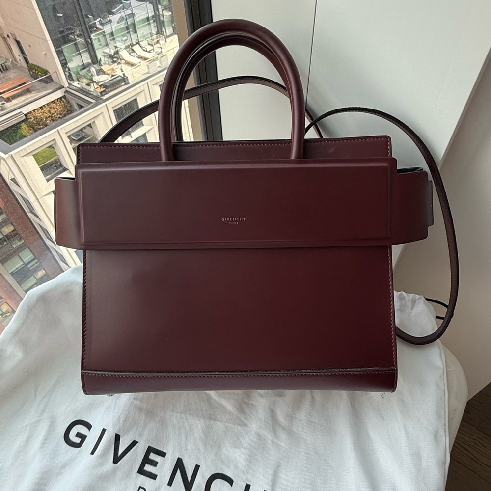 Givenchy Structured Satchel in Deep Wine Leather